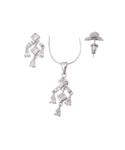 Sterling Silver CZ Necklace & Earrings Set