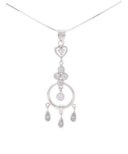 Sterling Silver CZ Chandalier Necklace