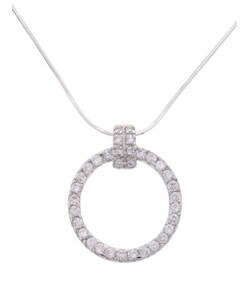 Sterling Silver CZ Elegant Circle Necklace