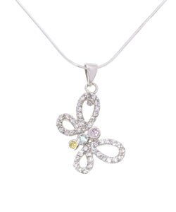 Sterling Silver CZ Butterfly Necklace