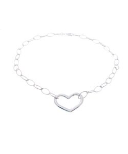 Italian Sterling Silver Large Heart Necklace