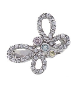 Sterling Silver Butterfly Cubic Zirconia Ring