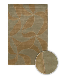 Hand-knotted Green/ Brown Aura Wool Rug (8' Round).