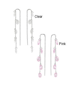 Sterling Silver CZ Threader Earrings