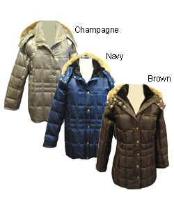 Komitor Plus Size Satin Down-Filled Coat