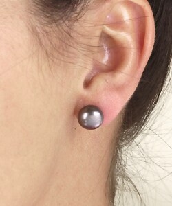 14k Yellow Gold Black Freshwater Pearl Earrings