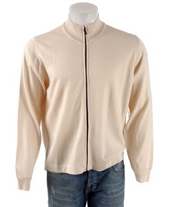 Toscano Men's Wool and Silk Full Zip Cardigan Sweater