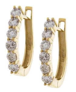 14k Yellow Gold 1 1/2ct TDW Diamond Hoop Earrings ( I-J, I1 )