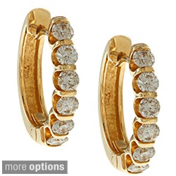 14k Yellow Gold 1 to 2ct TDW Diamond Hoop Earrings (I-J, I1)