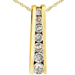 10k Yellow Gold 1/5ct TDW Diamond Journey Pendant (K-L,I2-I3)