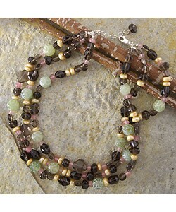 Carved Jade and Smokey Quartz Beaded Necklace (USA)