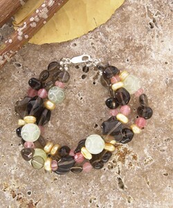 Carved Jade & Smoky Quartz Beaded Bracelet (USA)