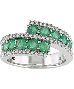 14k White Gold Emerald & 1/4ct TDW Diamond Ring