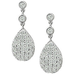 14k White Gold 1ct TDW Diamond Pave Earrings