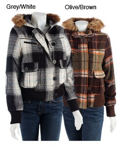 Coffee Shop Wool Plaid Bomber Jacket