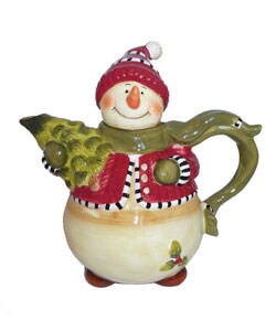 Snowman Delight Hand-painted Teapot
