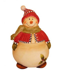 Snowman Delight Hand-painted Cookie Jar