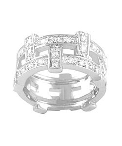 Sterling Silver Basket Weave CZ Band