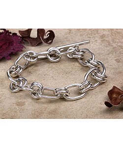 Sterling Silver Bold Oval Links Bracelet (Mexico)