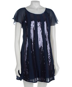 Essentials by A.B.S Trapeze Sequin Stripe Dress