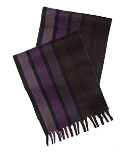 Prada Purple Cashmere Woven Striped Muffler