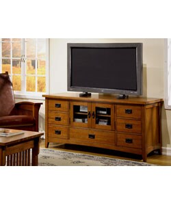Mission Solid Oak Plasma TV Console
