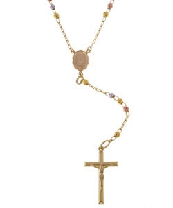 14k Tri-Color Gold 26-inch Italian Style Rosary