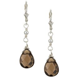 Charming Life Sterling Silver Smokey Quartz Briolette Earrings