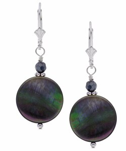 Sterling Silver Black Mother of Pearl Earrings