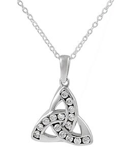 Sterling Silver CZ Accent Celtic Knot Necklace