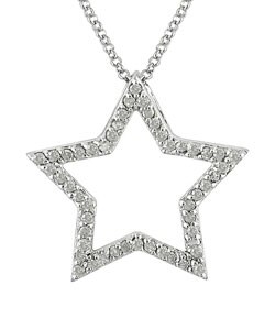  Sterling Silver 1/2ct Diamond Star Pendant with Chain
