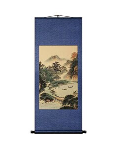 'Lakeside Scenery' Chinese Art Wall Scroll Painting