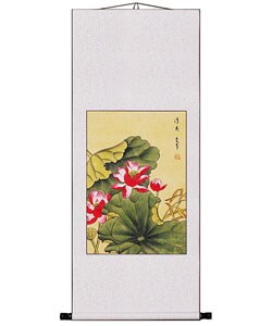 Lotus Flower Chinese Art Wall Scroll Painting