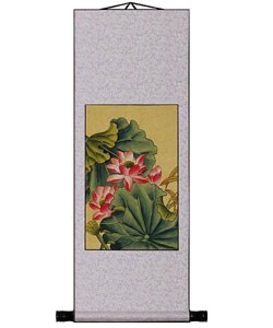 Lotus Flower Chinese Art Wall Scroll Painting
