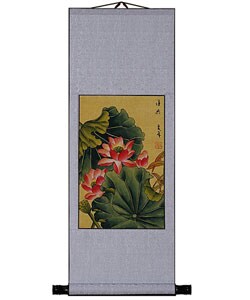 Lotus Flower Chinese Art Wall Scroll Painting