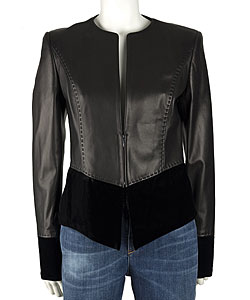 Valentino Roma Leather Jacket with Velour Trim