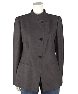 Armani Collezioni Asymmetrical Placket Wool Blazer