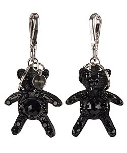 Prada Leather Bear Keychain with Swarovski Crystal