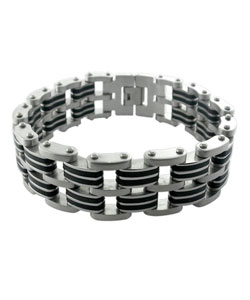 Stainless Steel and Rubber Link Bracelet (Case of 2)