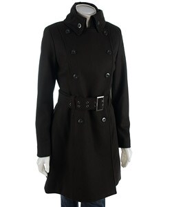 Esprit Womens Belted Trench Style Coat with fold over button tab collar