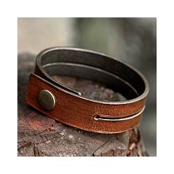 'Duality in Brown' Medium Leather Bracelet (Indonesia)