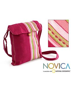 Strawberry Fizz Alpaca Wool Shoulder Bag (Peru)