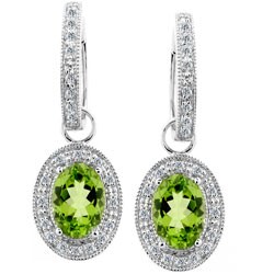 14k White Gold 1/6ct TDW Diamond Peridot Earrings