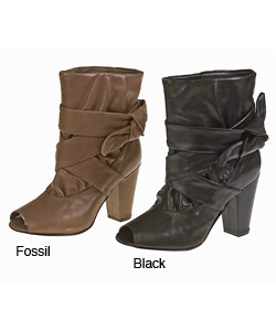 Bronx Rita Women's Peep Toe Boots w/ Tie Detail