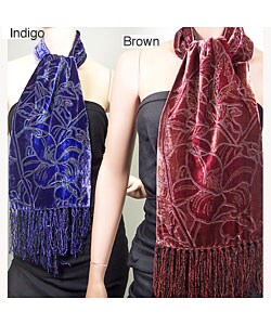 Symphony Designs Silk Velvet Scarf w/ Chenille Fringe (Pack of 2)