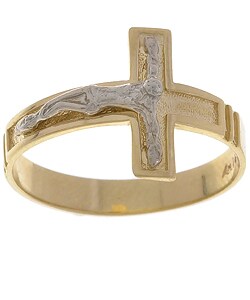 14k Two-tone Gold Crucifix Ring