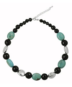 Sterling Silver Black Onyx Turquoise Necklace