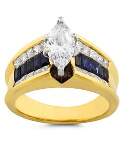 18k Gold 1 7/8ct TDW Diamond Sapphire Engagement Ring