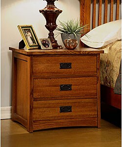 Mission Solid Oak 3 Drawer Nightstand