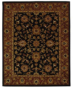 Heritage Kerman Black/ Peach Wool Rug (7'6 x 9'6)
